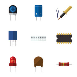 flat icon appliance set of triode microprocessor vector image