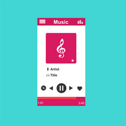 media player application app template with flat vector