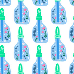 seamless pattern with bottles and scandinavian vector image