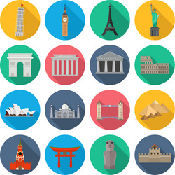 World landmarks flat icon set Royalty Free Vector Image