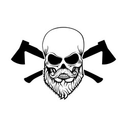 beard power skull with and two axes vector image