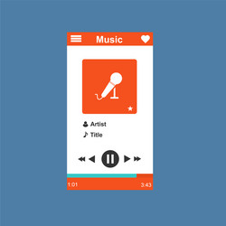 media player application app template with flat vector image