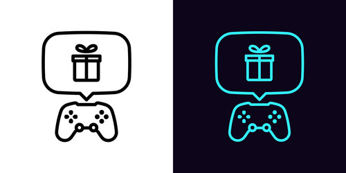 outline game controller icon with editable stroke vector image