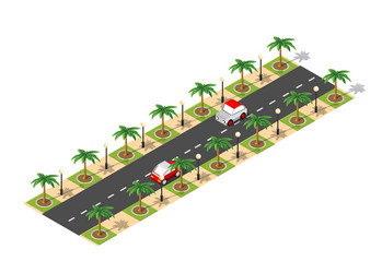 road isometric 3d city vector