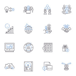 competitive analysis line icons collection vector