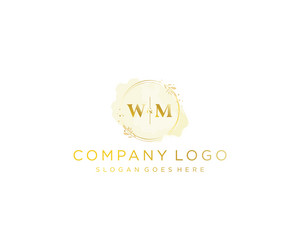 initial wm letters colorful watercolor splash vector image