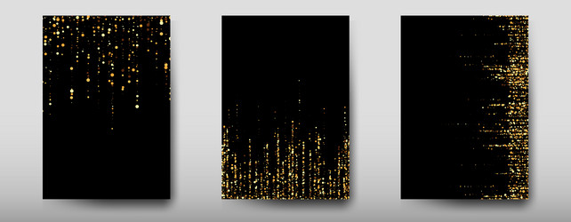 Banners with golden shiny confetti on a black vector