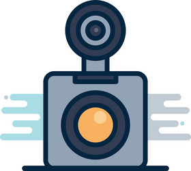 camera device with flash line fill block style vector image