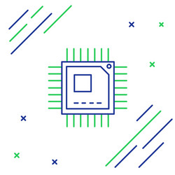 line computer processor with microcircuits cpu vector image