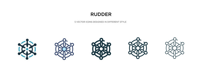 Rudder icon in different style two colored vector