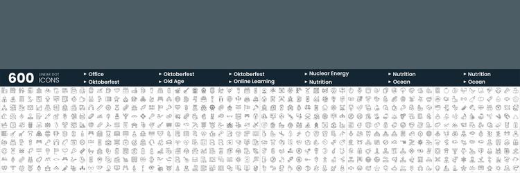 set of 600 thin line icons in this bundle include vector image