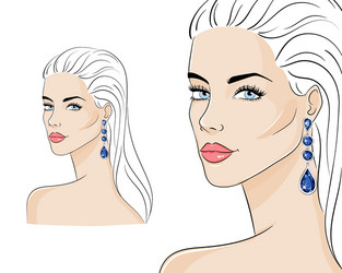 Beautiful woman wearing luxury jewelry vector