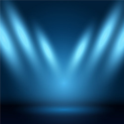 Spotlight blue light rays room studio background Vector Image