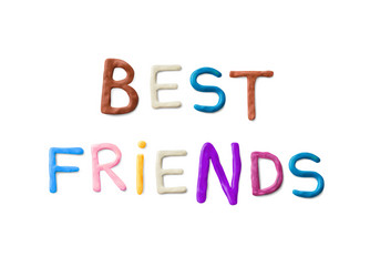 handmade modeling clay words best friends vector