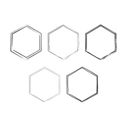 hexagon grunge texture element frame border shape vector image