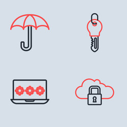 set line key laptop with password cloud computing vector image