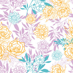 Tropical Leaves & Flowers Pattern Vector Image