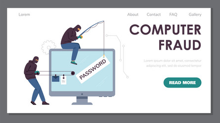 Computer fraud attack concept of website banner vector