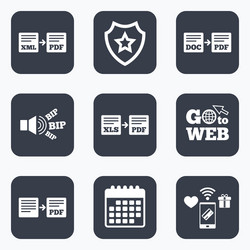 export file signs convert doc to pdf symbols vector image