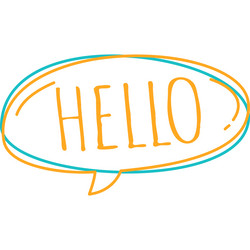 hello word in chat bubble doodle vector