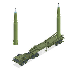 isometric army tractor with a rocket medium range vector image
