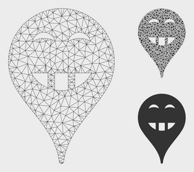 laugth smiley map marker mesh network model vector image