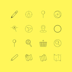 map and navigation linear icon set simple outline vector image