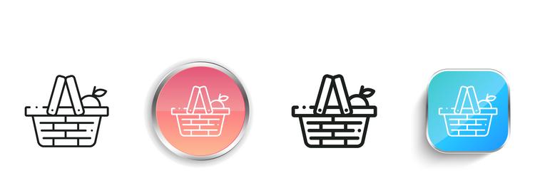 basket icon thin linear regular and button style vector image