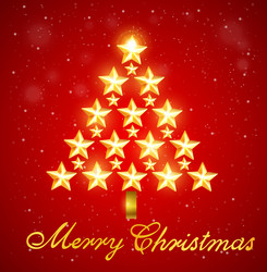 christmas tree of gold shining stars vector image