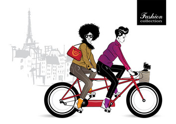 fashion girl in sketch style on a white background Vector Image