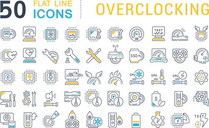 set line icons overclocking vector