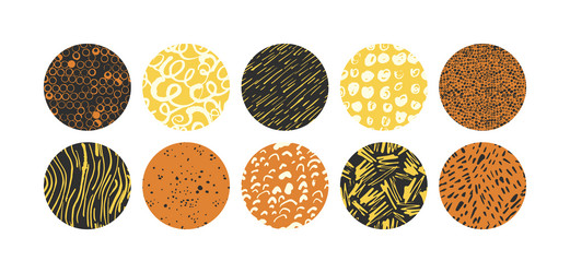 Set of round abstract backgrounds or patterns vector