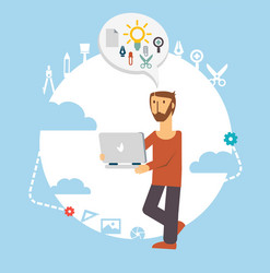 designer working for the computer vector image