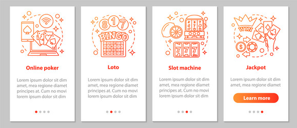 Gambling onboarding mobile app page screen vector