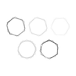 hexagon grunge texture element frame border shape vector image
