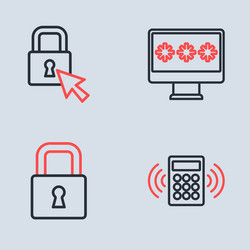 set line monitor with password lock security vector image