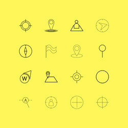 map and navigation linear icon set simple outline vector image
