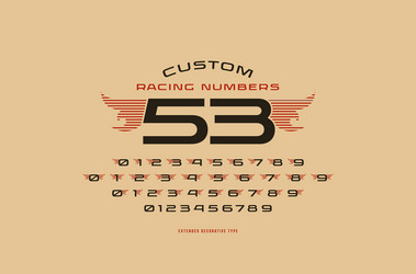 set of initial numbers in racing style vector image