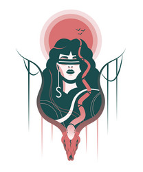 Snake-Wreathed Woman with Skull Vector Image