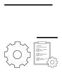 gear and checklist representing workflow task vector image