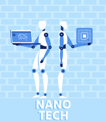 Nano tech and artificial intelligence flat banner vector