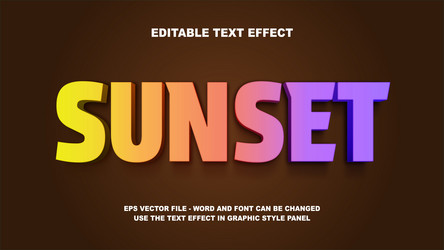 Sunset Text Effect - 3D Typography Template vector image