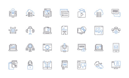 artificial intelligence line icons collection vector image