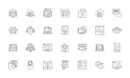 artificial intelligence line icons collection vector