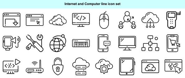 extensive internet and computer icon set vector image