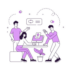 modern colleagues browsing data on various devices vector image