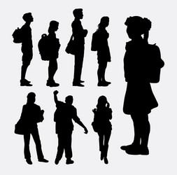 School Silhouettes - People Walking Vector Image