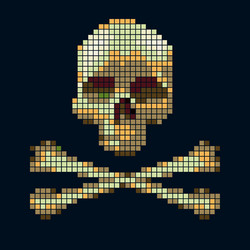 Skull and crossbones collected from pixels vector