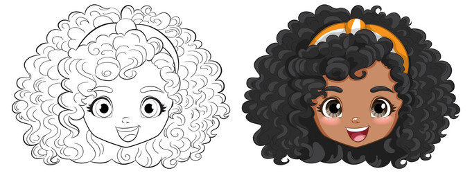 Smiling Curly-haired Girl Vector Image