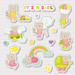 baby girl stickers patches for shower party vector